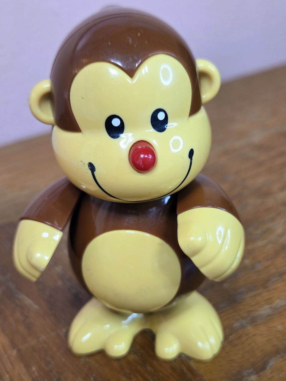 Cute Brown & Yellow Monkey Figurine Toy with Red Nose